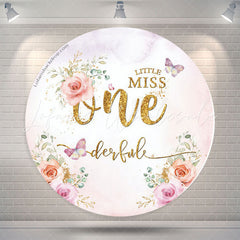 Lofaris Floral Little Miss One Derful Round Birthday Backdrop