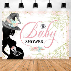 Lofaris Floral Pink Glitter Cobweb Girl Baby Shower Backdrop