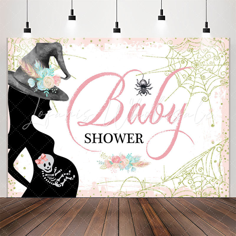 Lofaris Floral Pink Glitter Cobweb Girl Baby Shower Backdrop