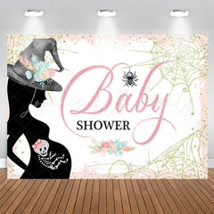 Lofaris Floral Pink Glitter Cobweb Girl Baby Shower Backdrop