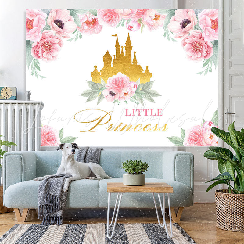 Lofaris Floral Pink Litter Princess Birthday Party Backdrop for Photo
