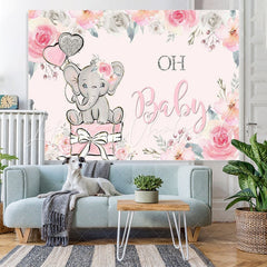 Lofaris Floral Pink Oh Baby Photoshoot Backdrop for Shower