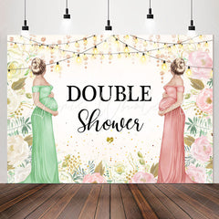 Lofaris Floral Pregnant Mothers Double Baby Shower Backdrop