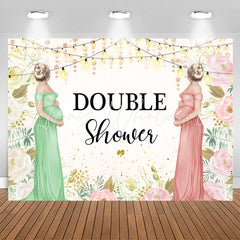 Lofaris Floral Pregnant Mothers Double Baby Shower Backdrop