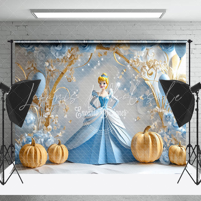 Floral Pumpkin Cinderella Disney Cake Smash Backdrop