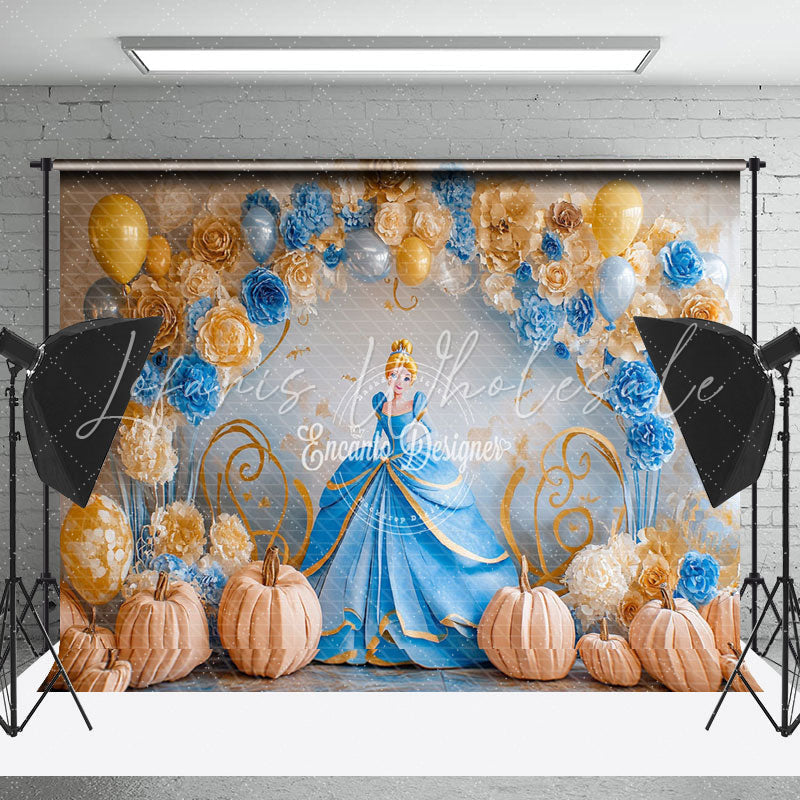Floral Pumpkins Princess Cinderella Cake Smash Backdrop