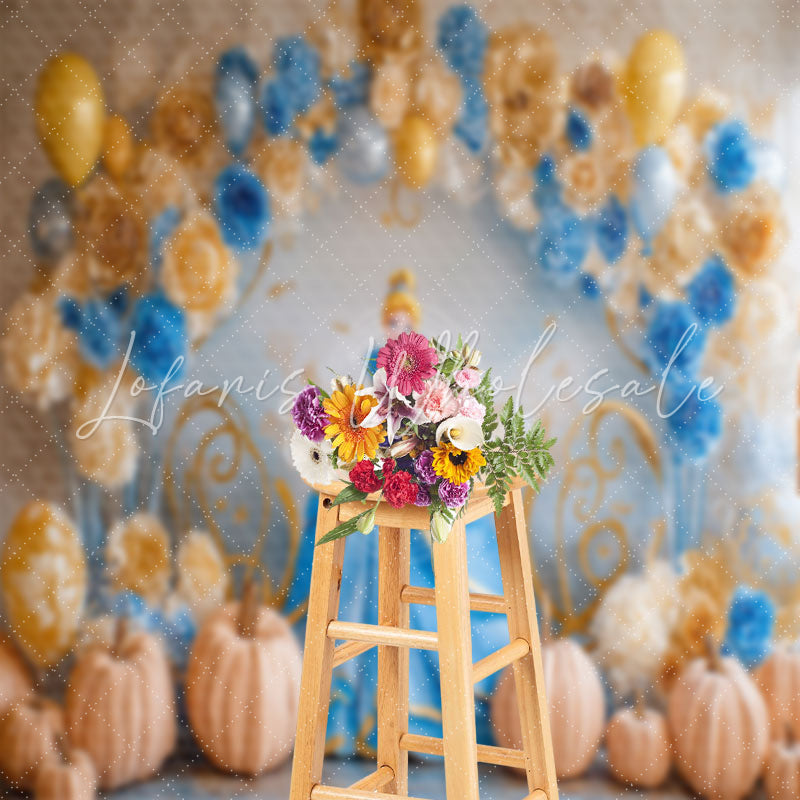 Floral Pumpkins Princess Cinderella Cake Smash Backdrop