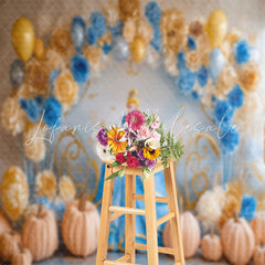 Floral Pumpkins Princess Cinderella Cake Smash Backdrop
