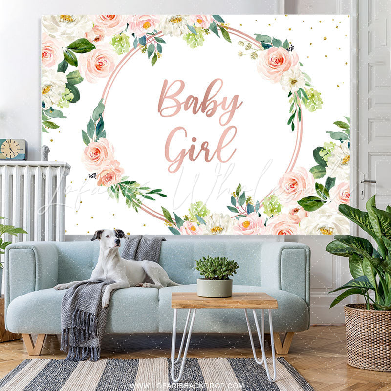 Lofaris Floral Rose Gold Lovely Spring Baby Shower Backdrop