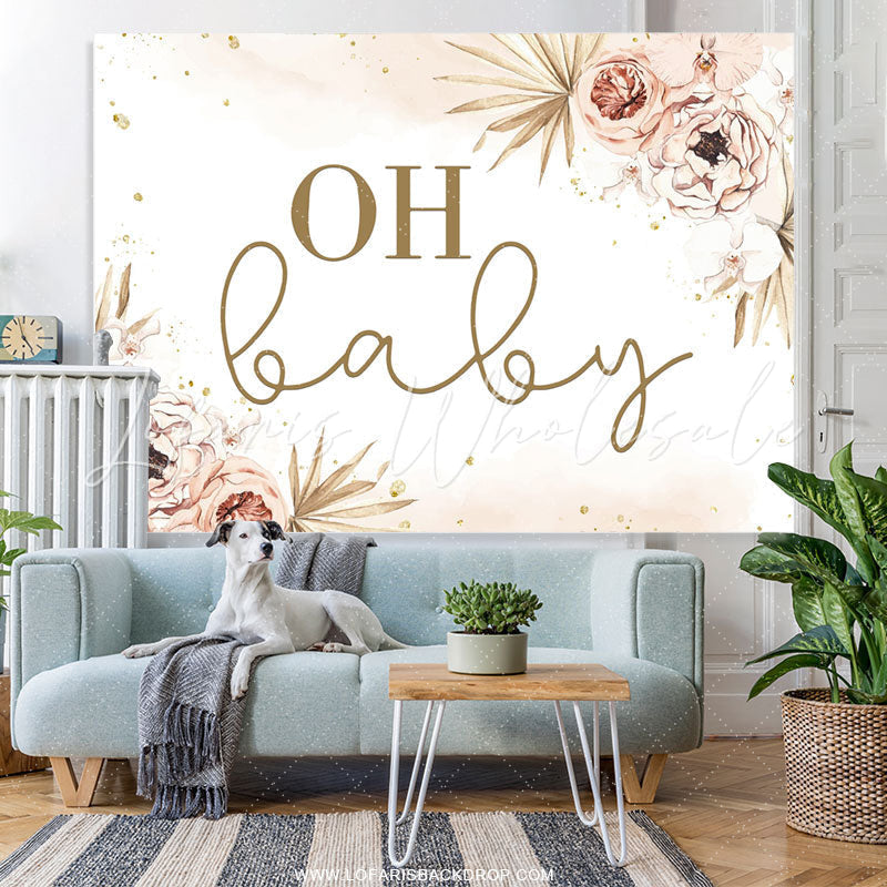 Lofaris Floral Simple Leaves Autumn Theme Baby Shower Backdrop