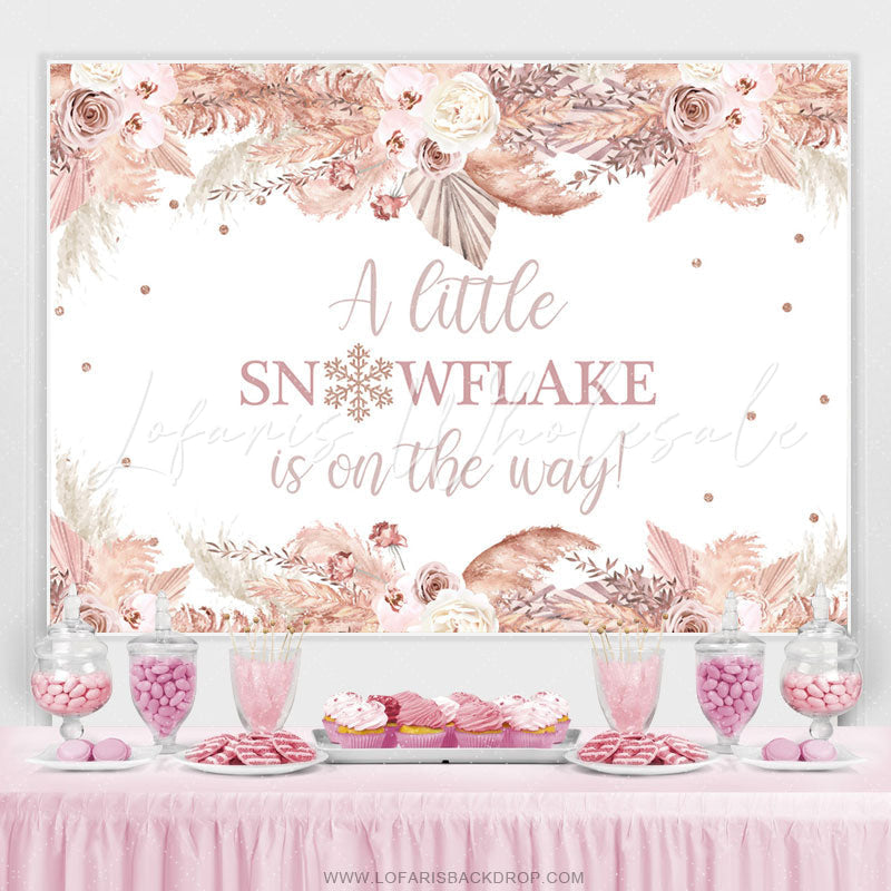 Lofaris Floral Snowflake Is On The Way Baby Shower Backdrop