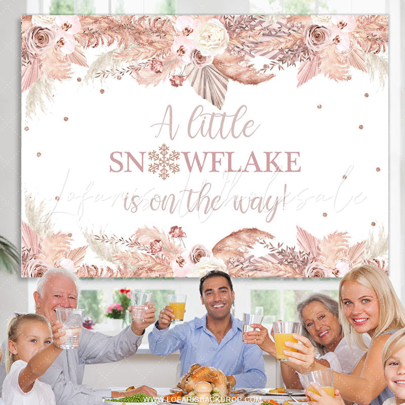 Lofaris Floral Snowflake Is On The Way Baby Shower Backdrop