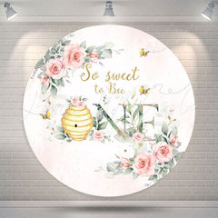 Lofaris Floral So Sweet To Bee One Birthday Round Backdrop