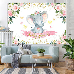 Lofaris Floral Spring Elephant Theme Baby Shower Backdrop