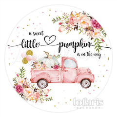 Lofaris Floral Truck Pumpkin Theme Circle Baby Shower Backdrop