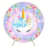 Floral Unicorn Watercolor Round Backdrop for Magical Party