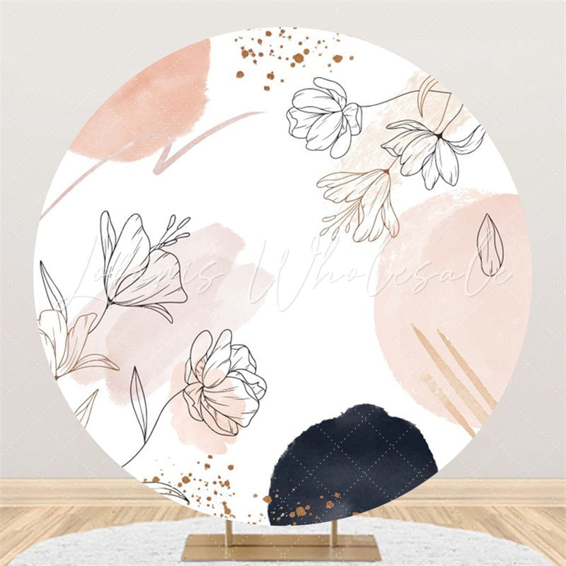 Lofaris Floral Watercolor Boho Round Happy Birthday Backdrop