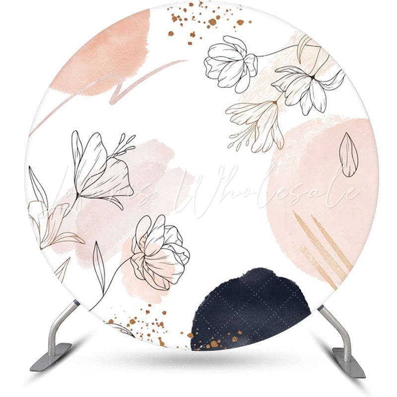 Lofaris Floral Watercolor Boho Round Happy Birthday Backdrop