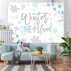 Lofaris Floral Winter Onederland Snowflake Birthday Backdrop