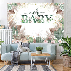 Lofaris Floral With Cactus Cute Boho Baby Shower Backdrop