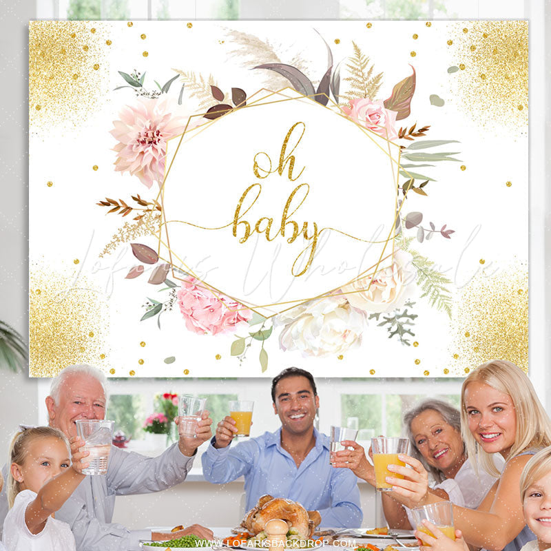 Lofaris Floral With Leaves Boho Baby Shower Backdrop For Girl