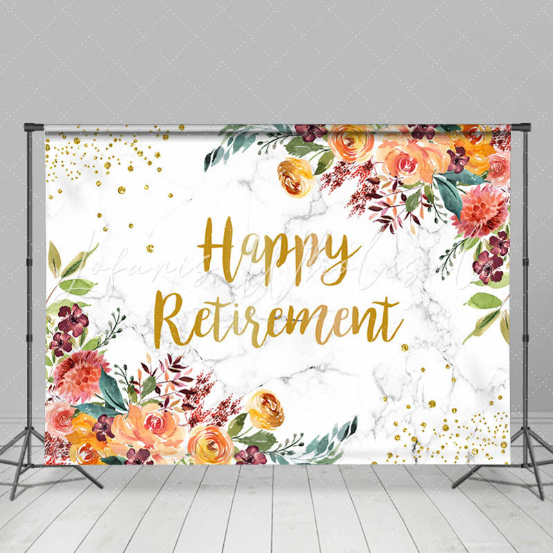 Lofaris Floral With Lovely Dots Happy Retirement Backdrop