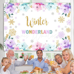 Lofaris Floral With Snowflake Cold Onederland Birthday Backdrop