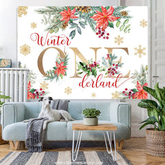 Lofaris Floral With Snowflake Winter Onederland Backdrop