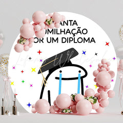Flork Meme Graduation Round Backdrop for Fun Celebration
