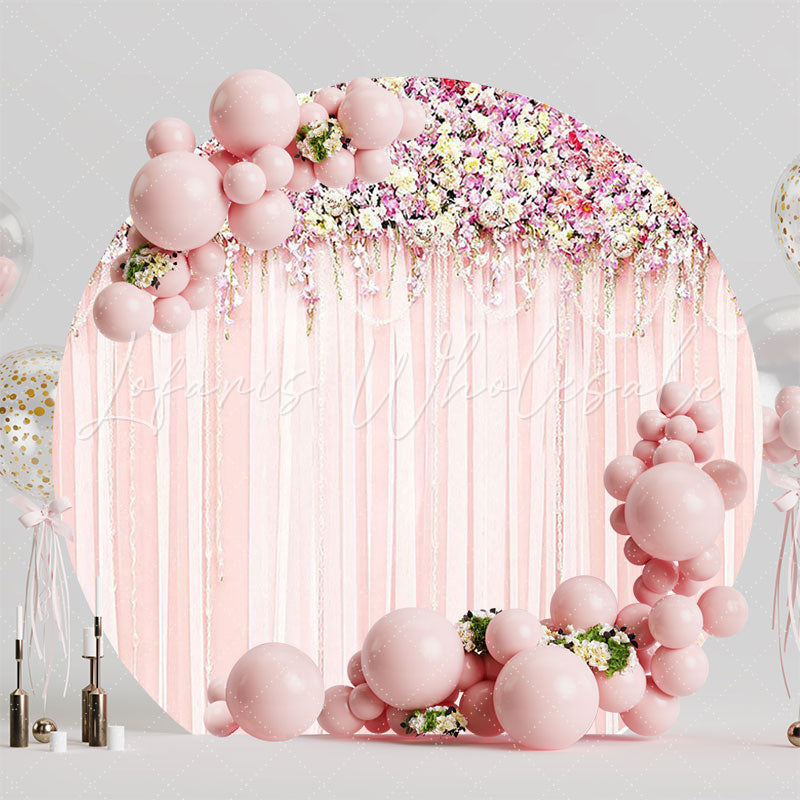 Flower Curtain Round Backdrop for Elegant Party Decor