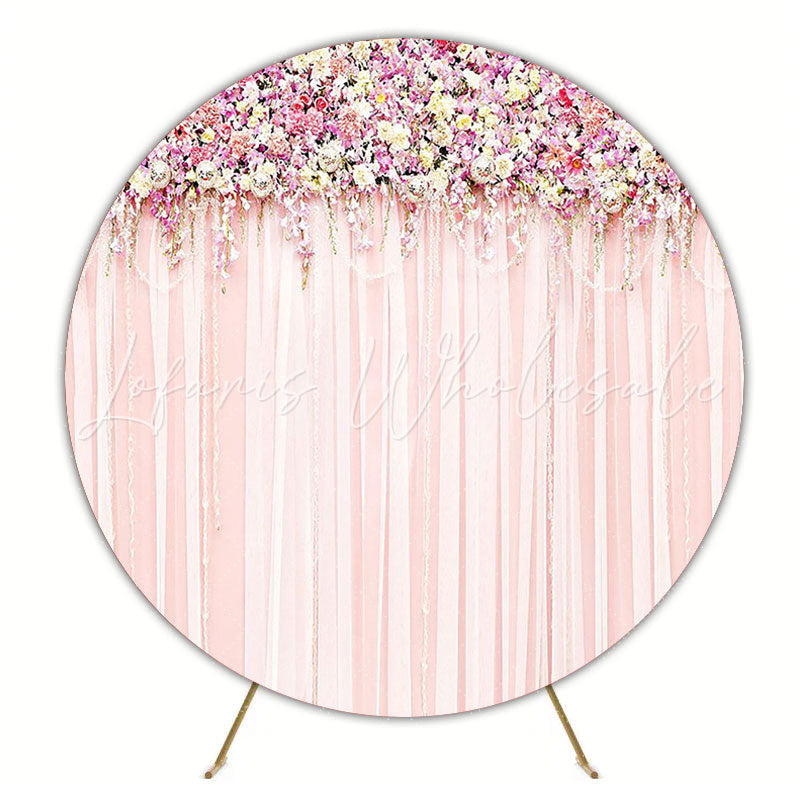 Flower Curtain Round Backdrop for Elegant Party Decor