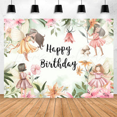 Lofaris Flower Fairies Happy Birthday Backdrop For Girls