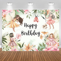Lofaris Flower Fairies Happy Birthday Backdrop For Girls
