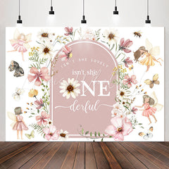 Lofaris Flower Fairy Isnt She Onederful 1st Birthday Backdrop