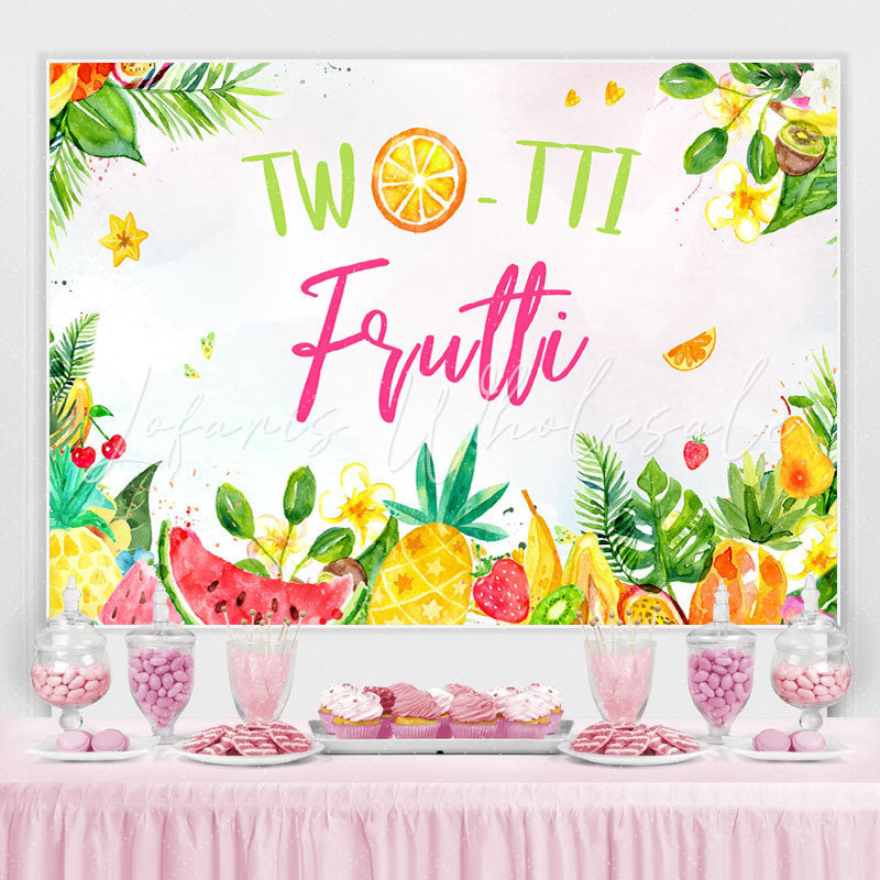 Lofaris Flower Fruits Green Leaves Happy Birthday Backdrop