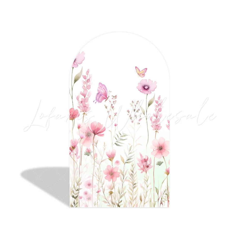 Flower Happy Birthday Party Arch Backdrop Wall Cloth Cover