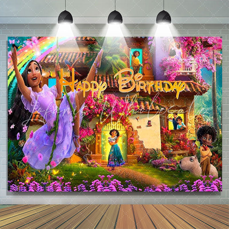Lofaris Flower Magical Casita Castle Happy Birthday Backdrop