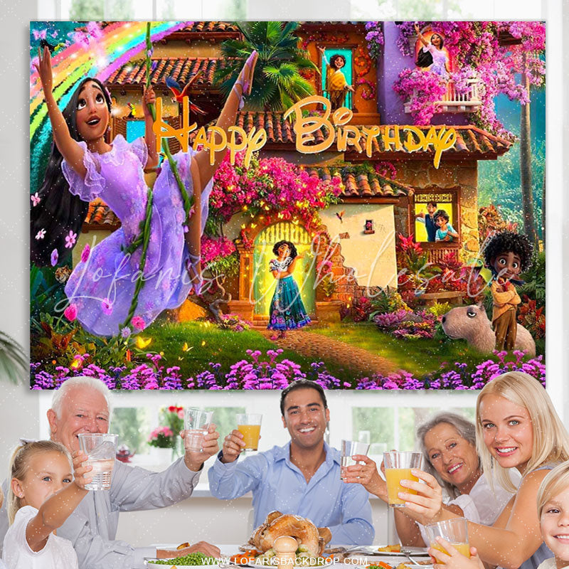 Lofaris Flower Magical Casita Castle Happy Birthday Backdrop