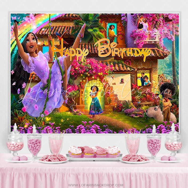 Lofaris Flower Magical Casita Castle Happy Birthday Backdrop
