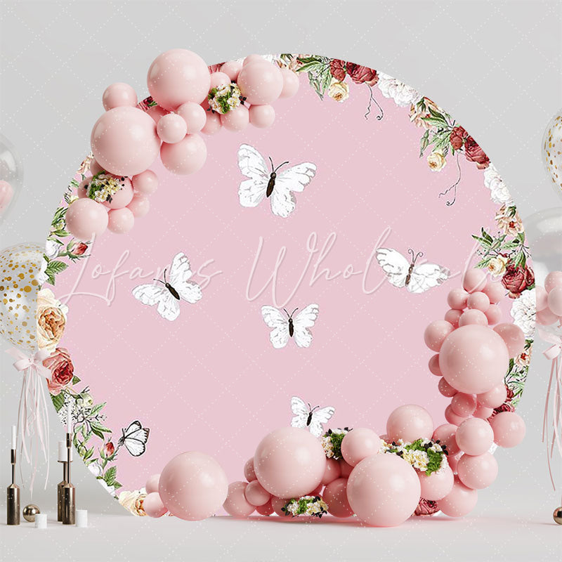 Flowers and Butterflies Round Backdrop for Spring Party