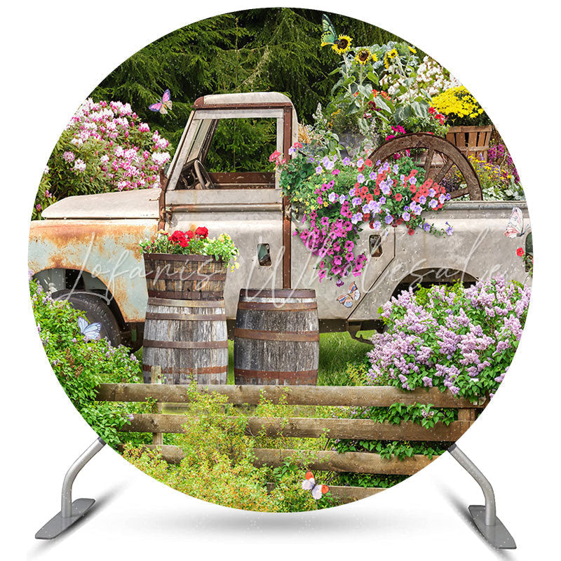 Lofaris Flowers On The Truch Grand Yard Circle Holiday Backdrop