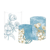 Flowers White Blue Garden Themed Cover Cylinders Kit