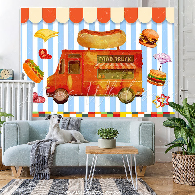 Lofaris Food Truck Dessert Shop Happy Birthday Party Backdrop