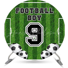 Lofaris Football Boy Field Round 9th Birthday Party Backdrop