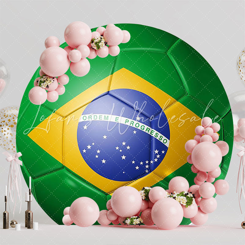 Football Brazil Flag Round Backdrop for Soccer Party