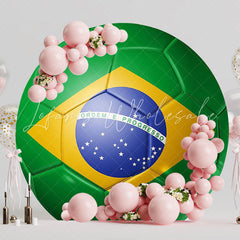 Football Brazil Flag Round Backdrop for Soccer Party