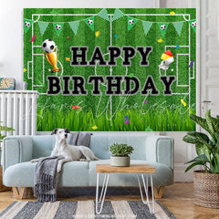 Lofaris Football Field Grass Sport Theme Birthday Backdrop