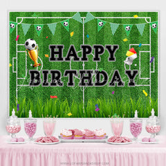 Lofaris Football Field Grass Sport Theme Birthday Backdrop