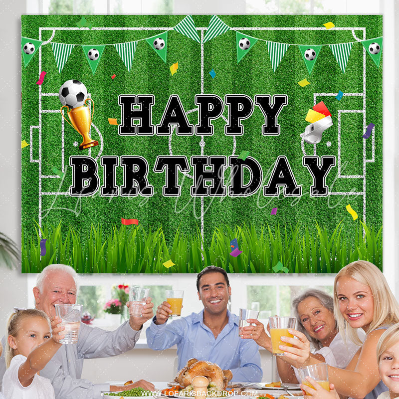 Lofaris Football Field Grass Sport Theme Birthday Backdrop