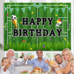 Lofaris Football Field Grass Sport Theme Birthday Backdrop